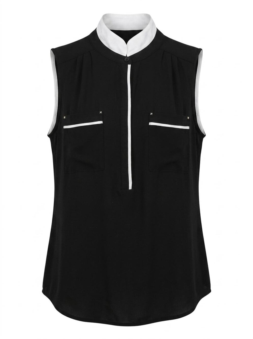 White House Black Market Sleeveless Zip Front Blouse Women Size L